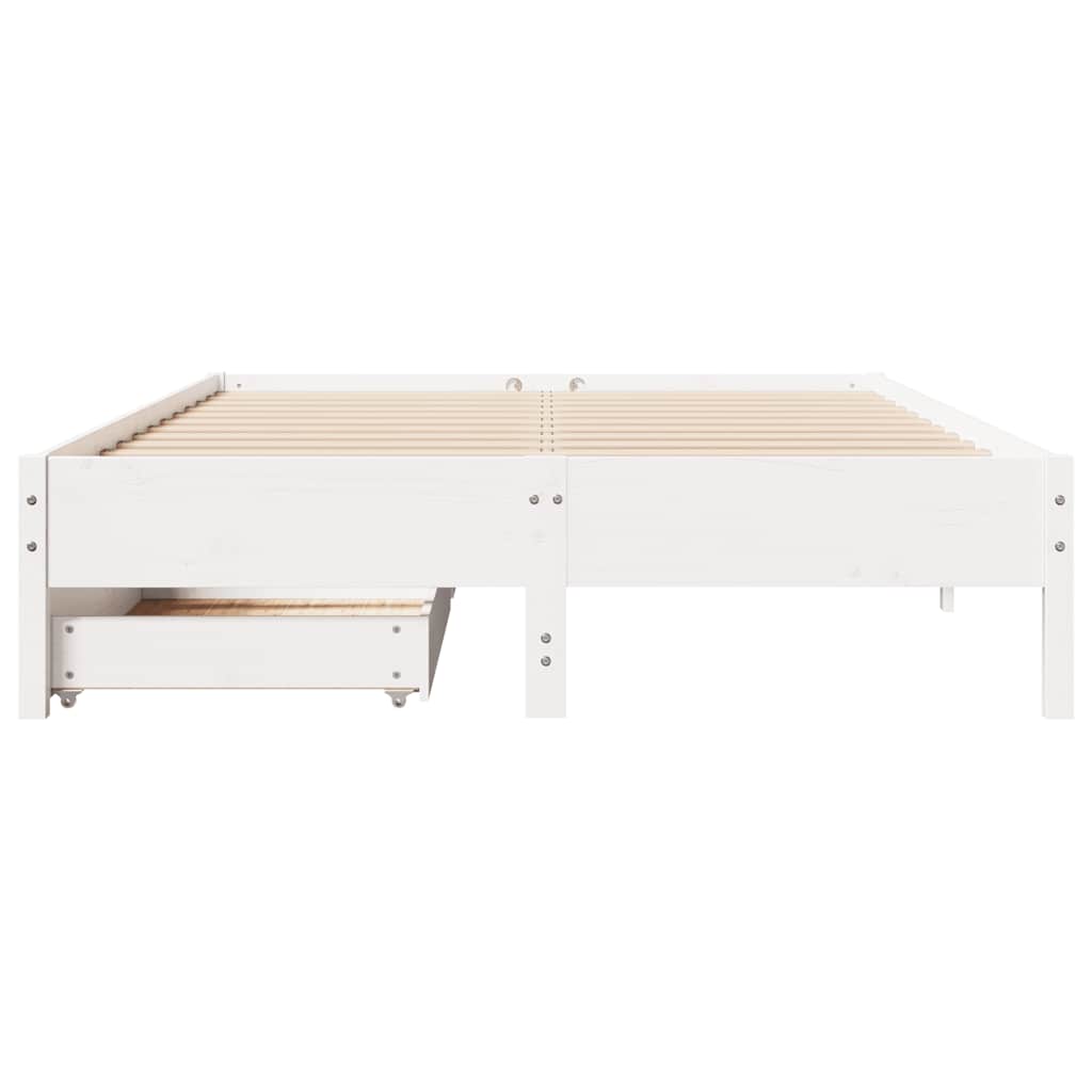 Cadre de lit sans matelas blanc 135x190 cm bois de pin massif - XIOS