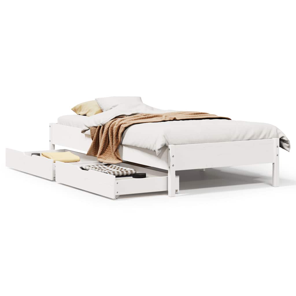 Cadre de lit sans matelas blanc 90x190 cm bois de pin massif - XIOS
