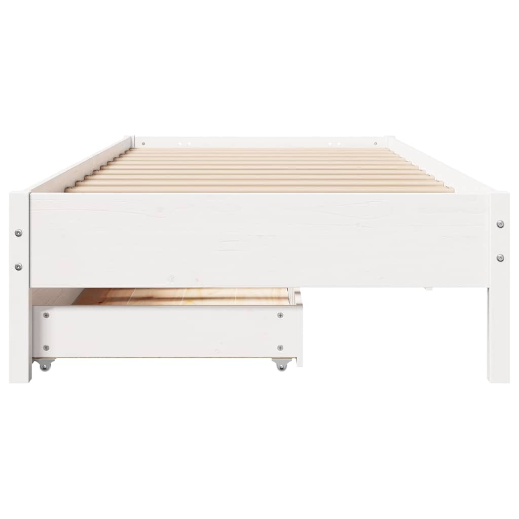 Cadre de lit sans matelas blanc 90x190 cm bois de pin massif - XIOS