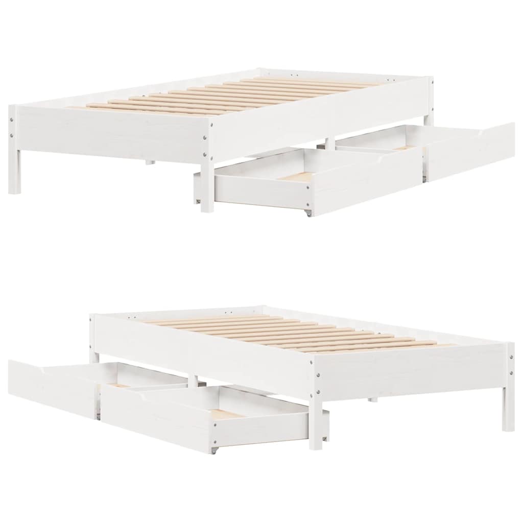 Cadre de lit sans matelas blanc 90x190 cm bois de pin massif - XIOS