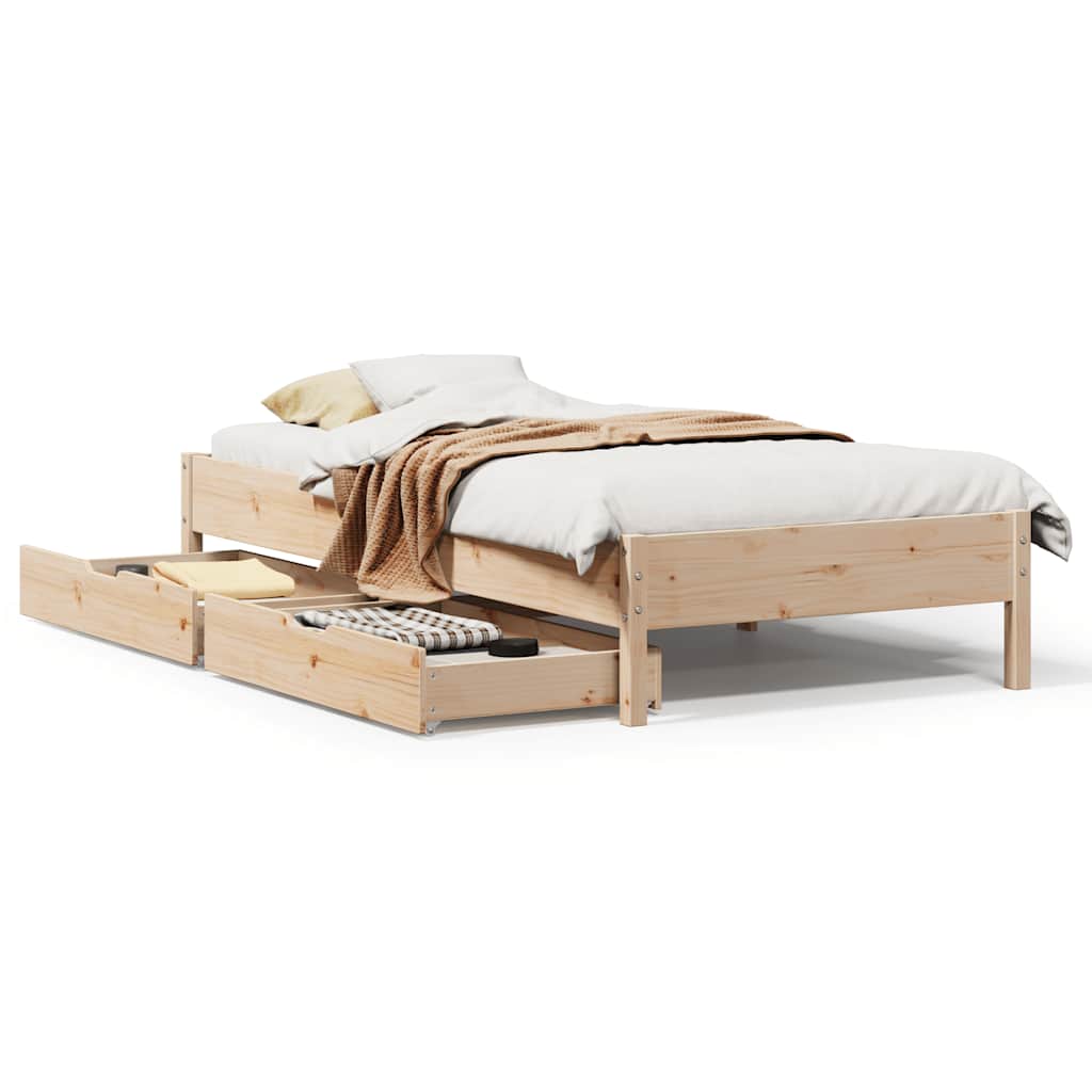 Cadre de lit sans matelas 75x190 cm bois de pin massif - XIOS