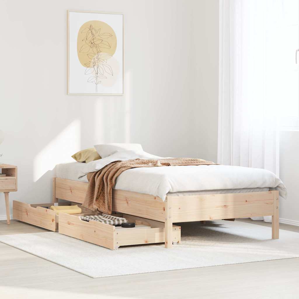 Cadre de lit sans matelas 75x190 cm bois de pin massif - XIOS