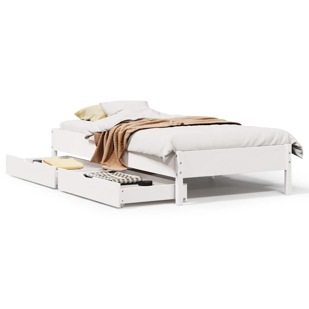 Cadre de lit sans matelas blanc 75x190 cm bois de pin massif - XIOS