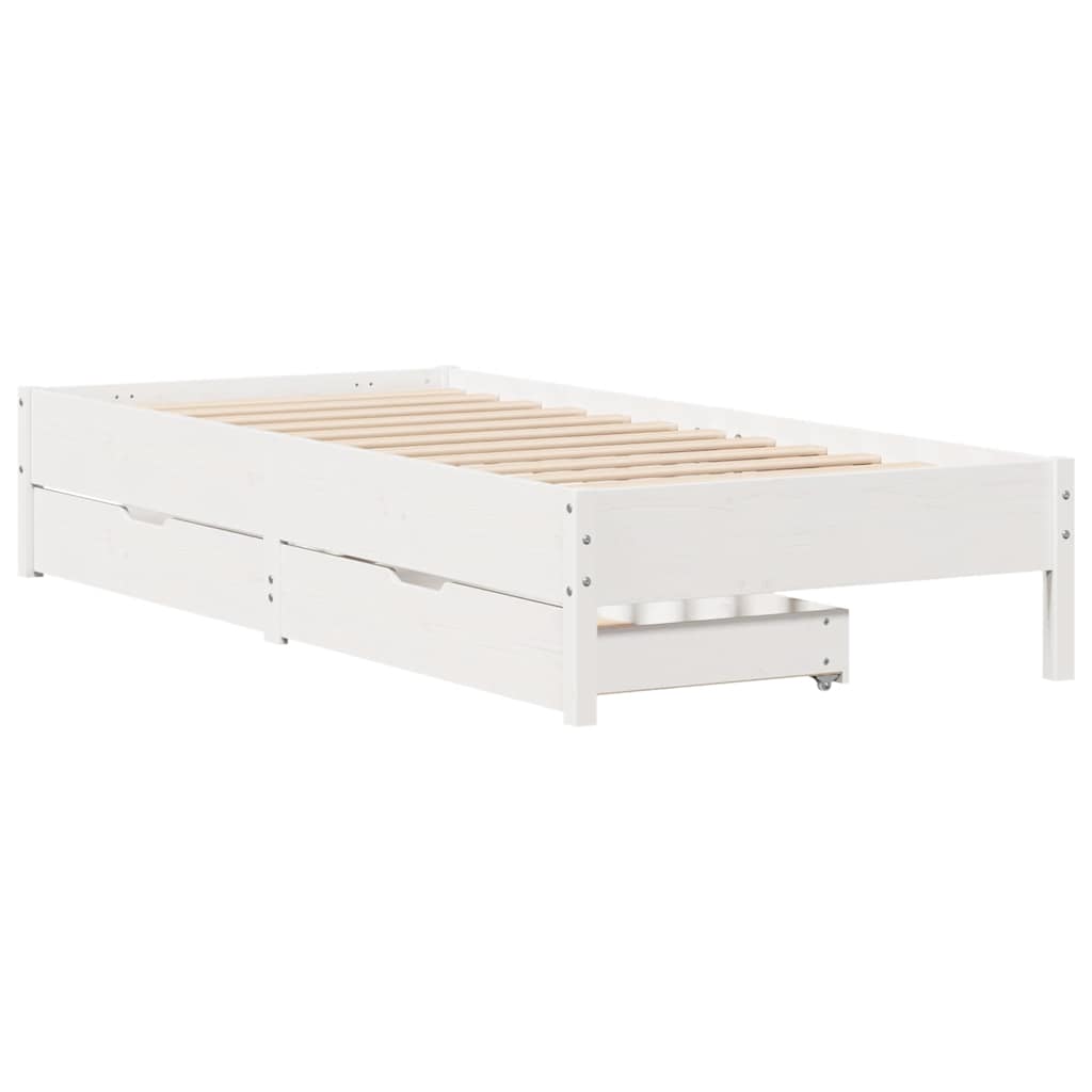 Cadre de lit sans matelas blanc 75x190 cm bois de pin massif - XIOS