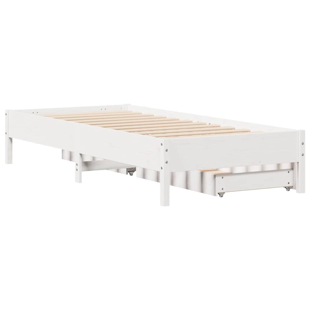 Cadre de lit sans matelas blanc 75x190 cm bois de pin massif - XIOS