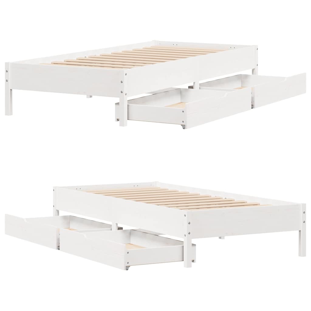 Cadre de lit sans matelas blanc 75x190 cm bois de pin massif - XIOS
