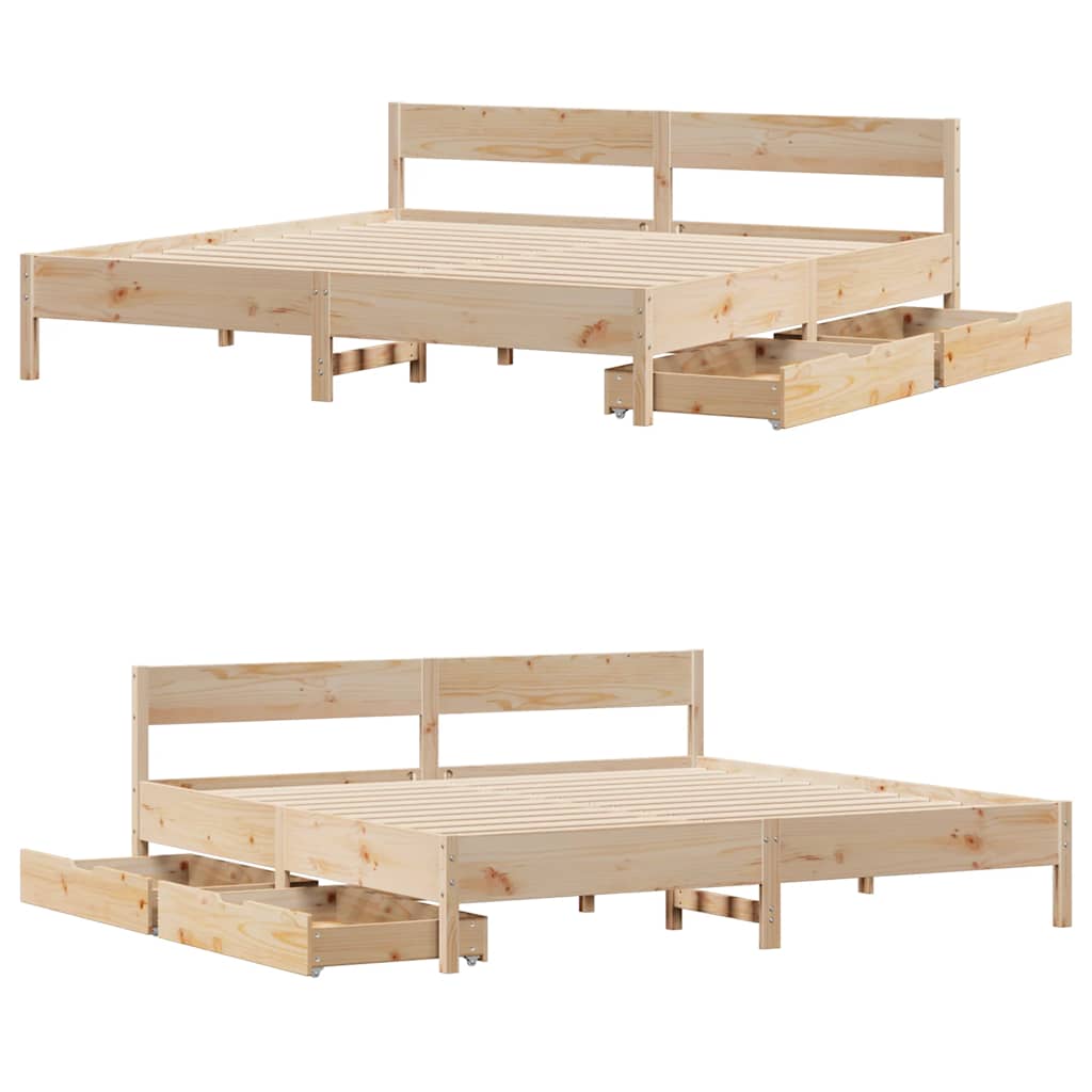 Cadre de lit sans matelas 180x200 cm bois massif de pin - XIOS