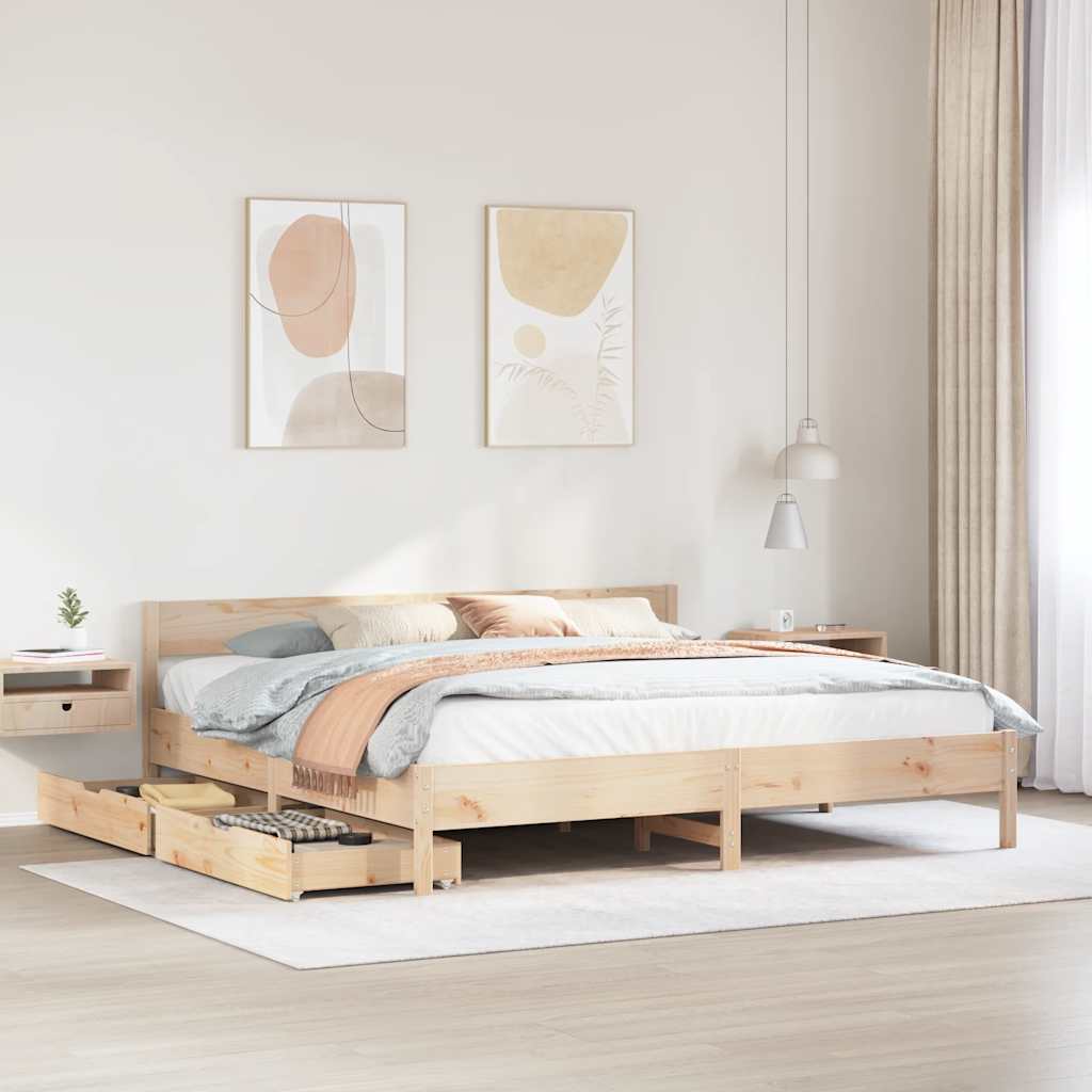 Cadre de lit sans matelas 180x200 cm bois massif de pin - XIOS