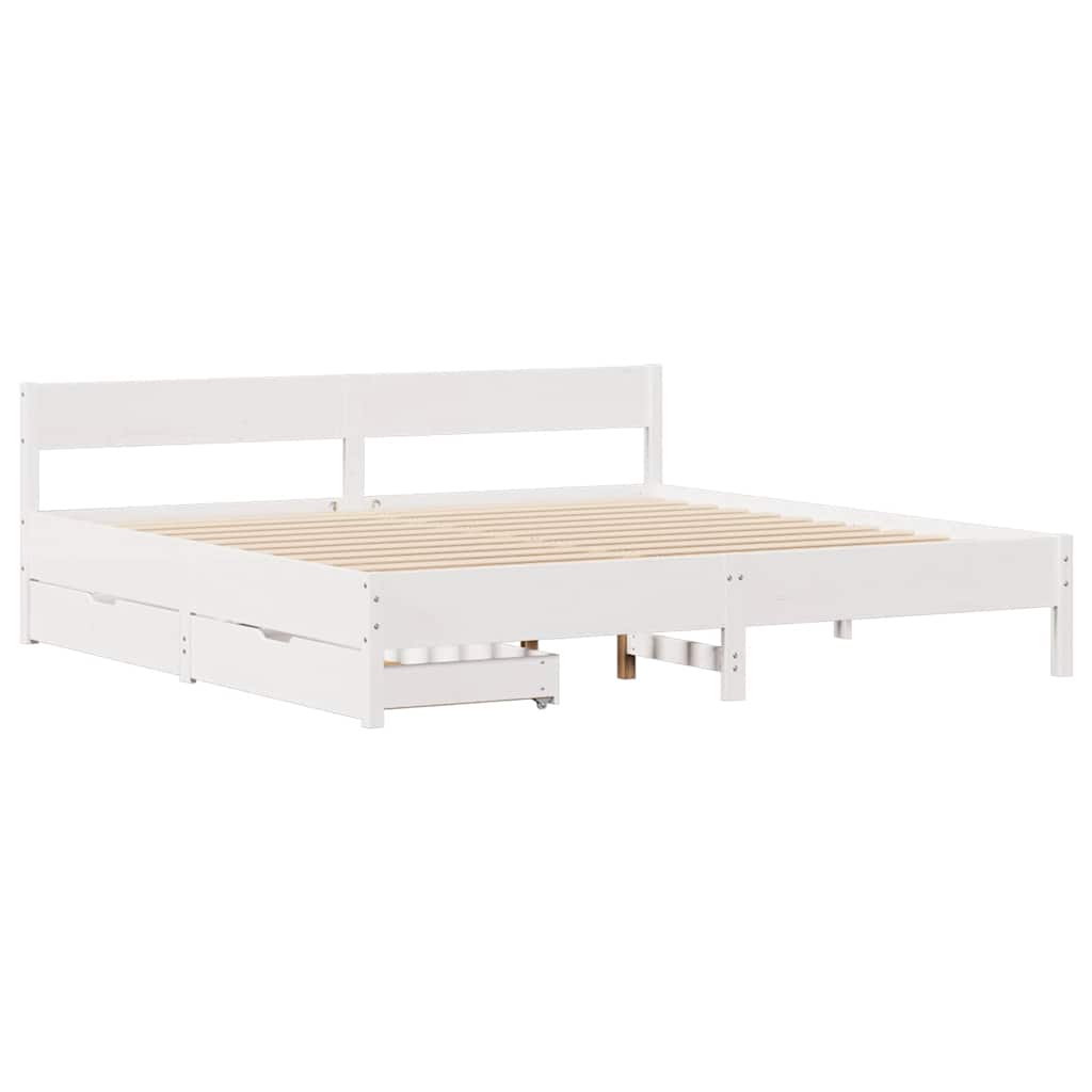 Cadre de lit sans matelas blanc 180x200 cm bois massif de pin - XIOS