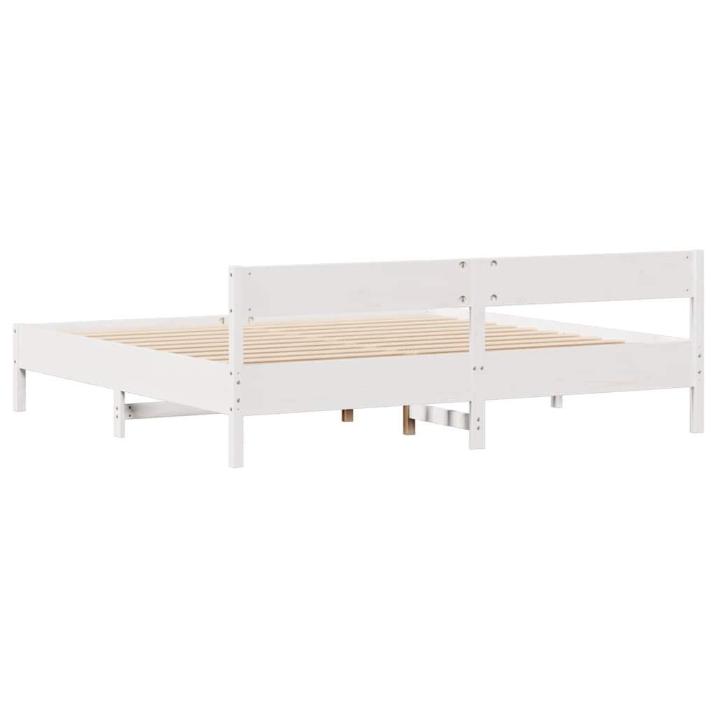 Cadre de lit sans matelas blanc 180x200 cm bois massif de pin - XIOS