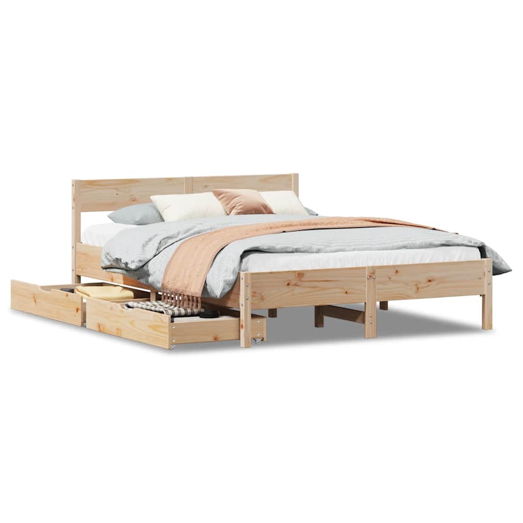 Cadre de lit sans matelas 150x200 cm bois de pin massif - XIOS