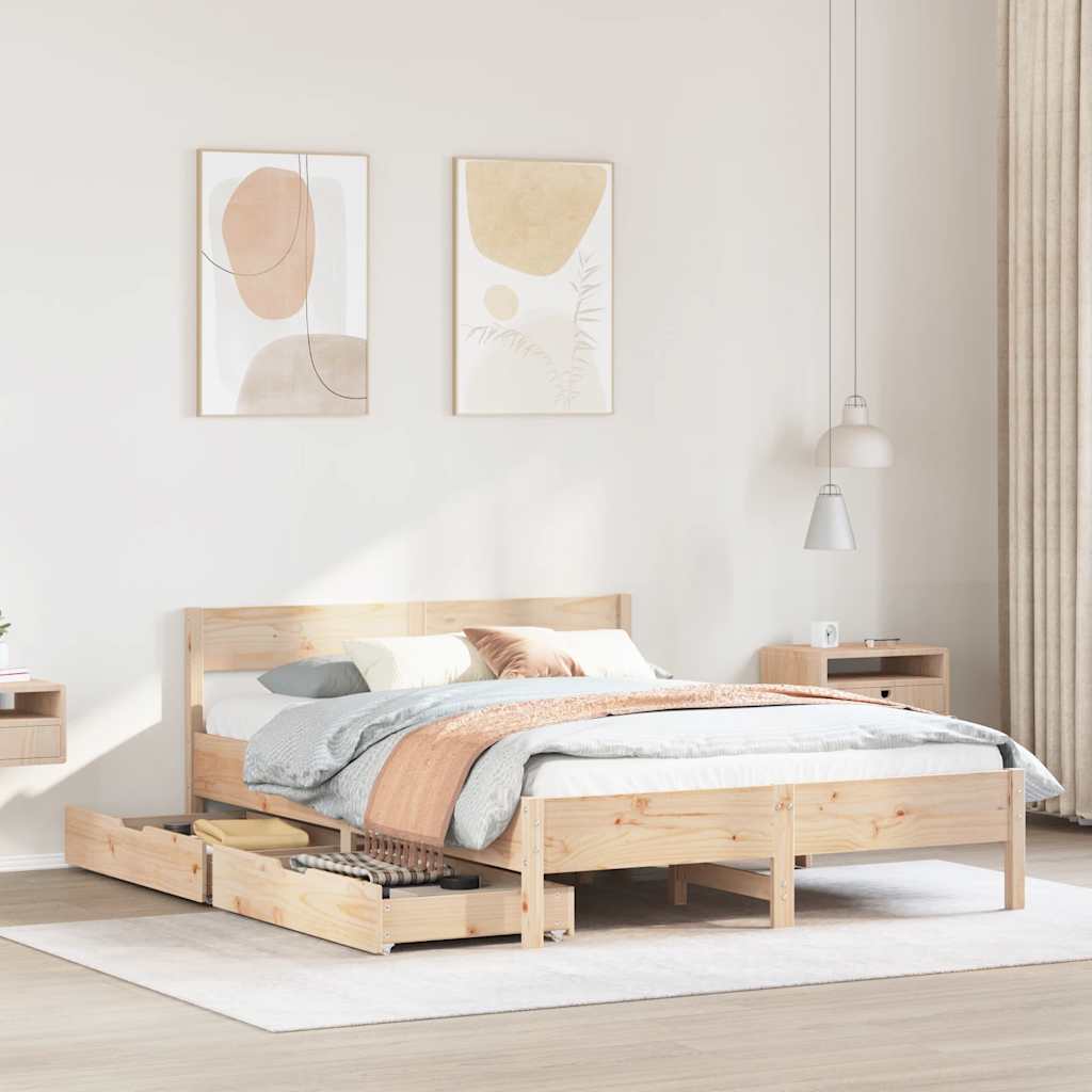 Cadre de lit sans matelas 150x200 cm bois de pin massif - XIOS