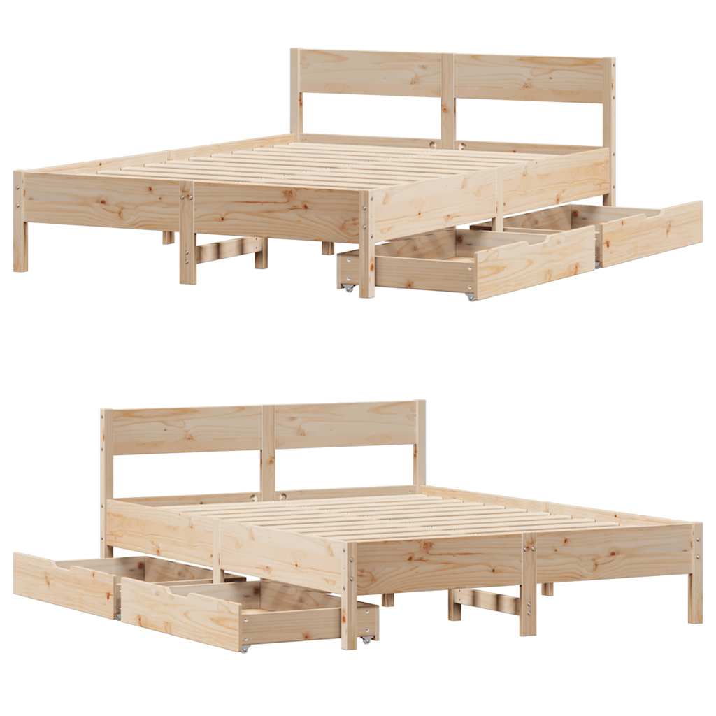 Cadre de lit sans matelas 140x200 cm bois massif de pin - XIOS