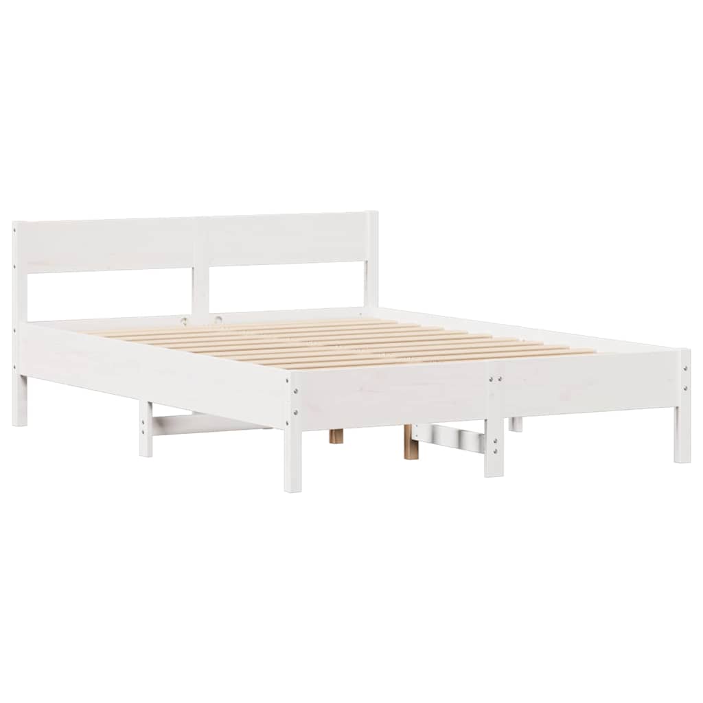 Cadre de lit sans matelas blanc 140x200 cm bois de pin massif - XIOS
