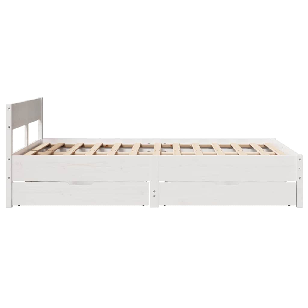 Cadre de lit sans matelas blanc 140x200 cm bois de pin massif - XIOS