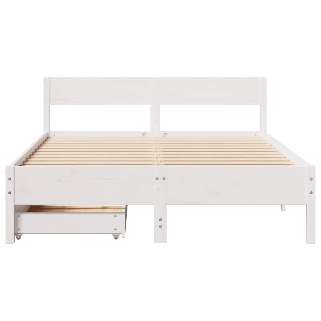 Cadre de lit sans matelas blanc 120x200 cm bois de pin massif - XIOS