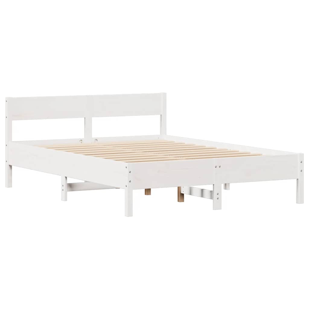 Cadre de lit sans matelas blanc 120x200 cm bois de pin massif - XIOS