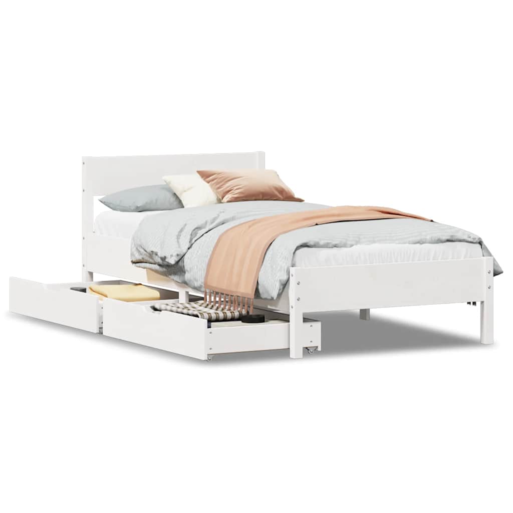 Cadre de lit sans matelas blanc 100x200 cm bois de pin massif - XIOS