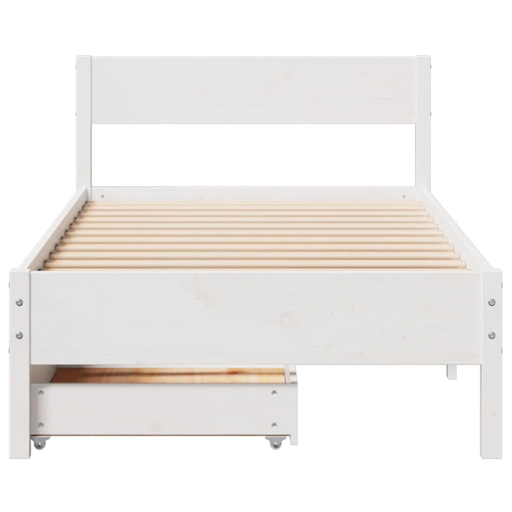 Cadre de lit sans matelas blanc 100x200 cm bois de pin massif - XIOS