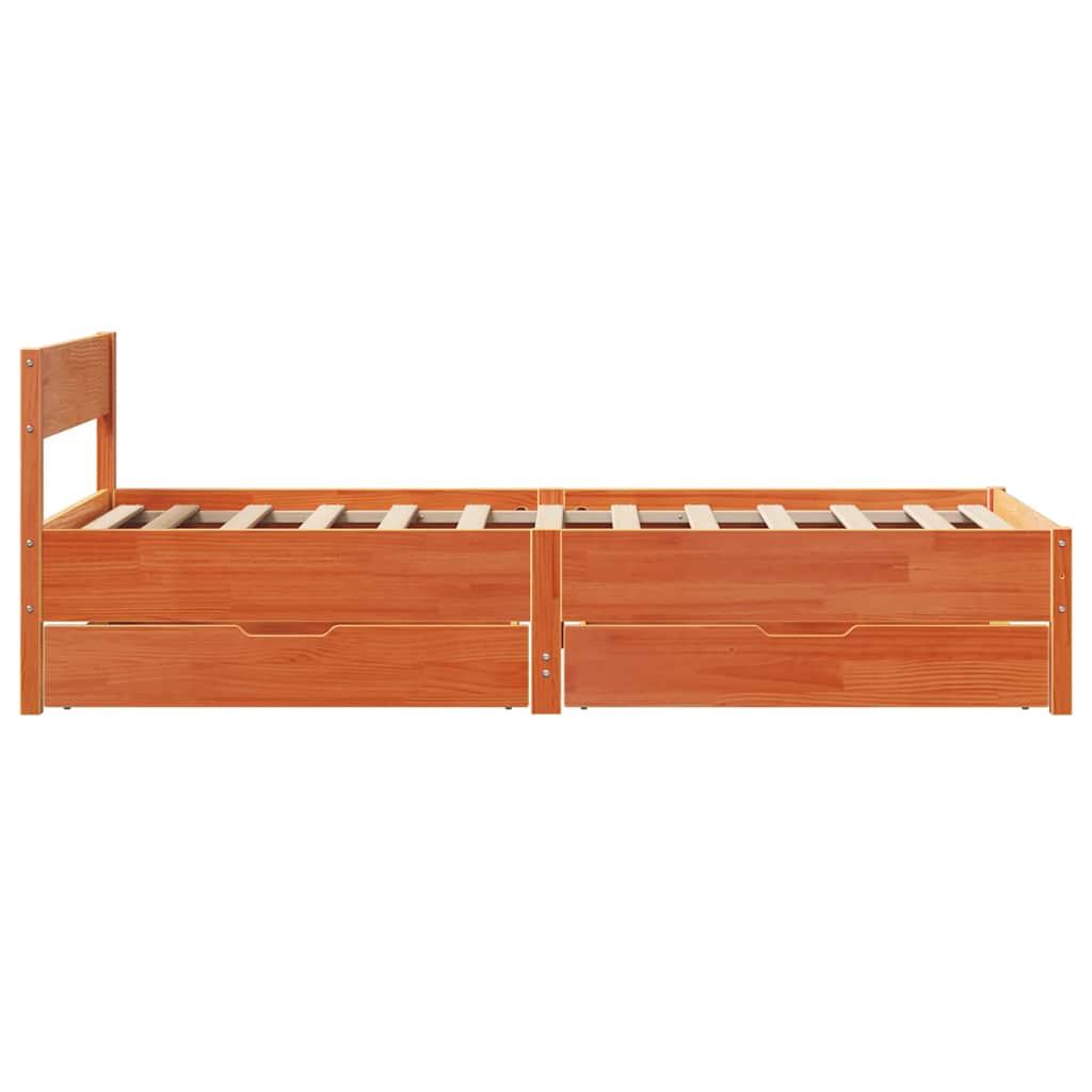 Cadre de lit sans matelas cire marron 90x200 cm bois pin massif - XIOS