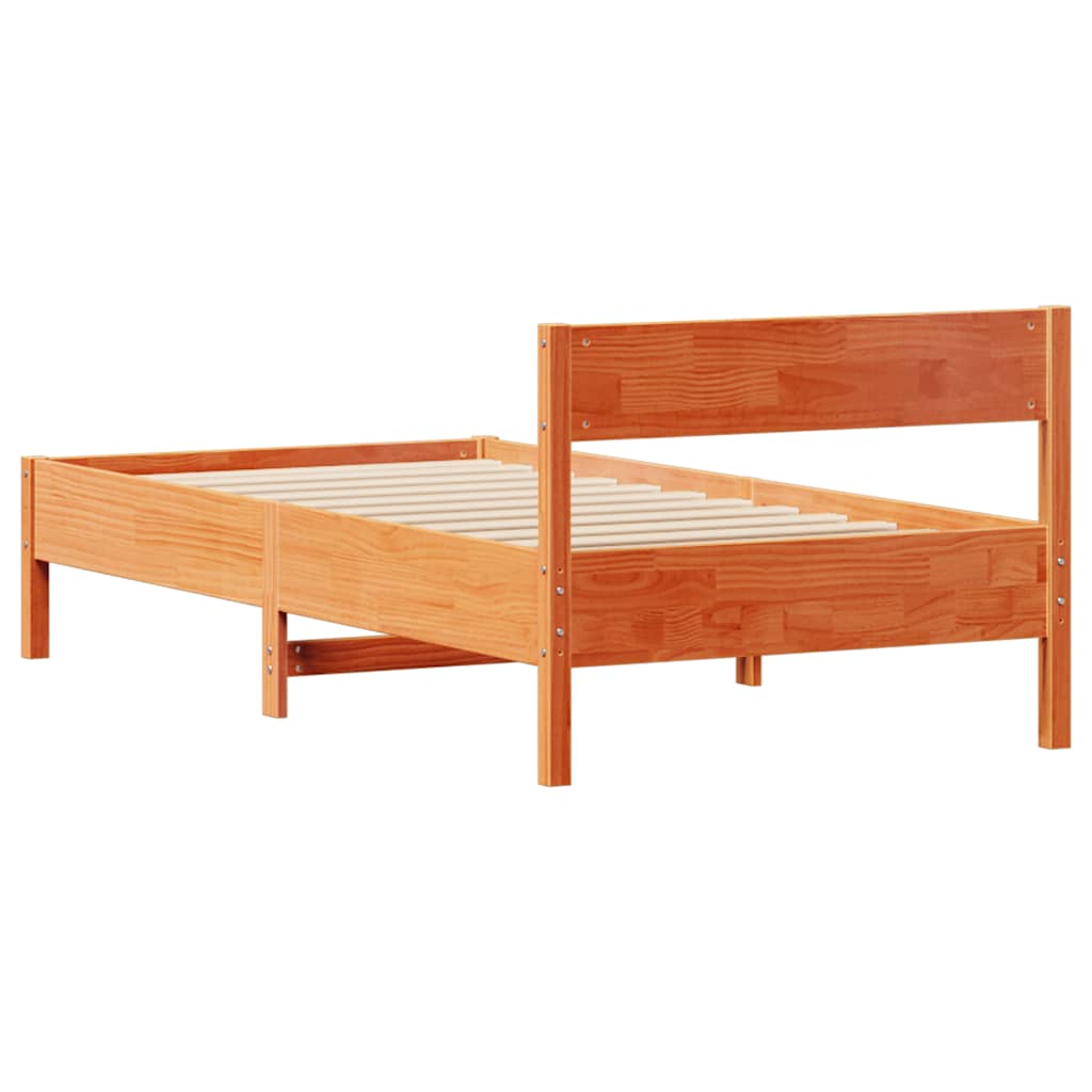 Cadre de lit sans matelas cire marron 90x200 cm bois pin massif - XIOS