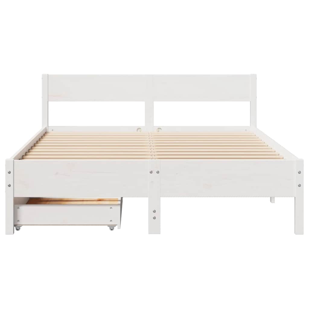 Cadre de lit sans matelas blanc 140x190 cm bois de pin massif - XIOS