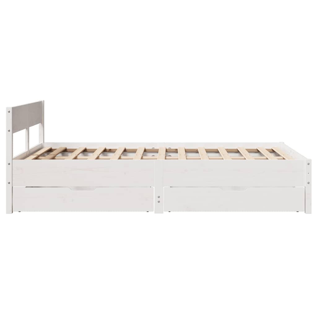 Cadre de lit sans matelas blanc 140x190 cm bois de pin massif - XIOS