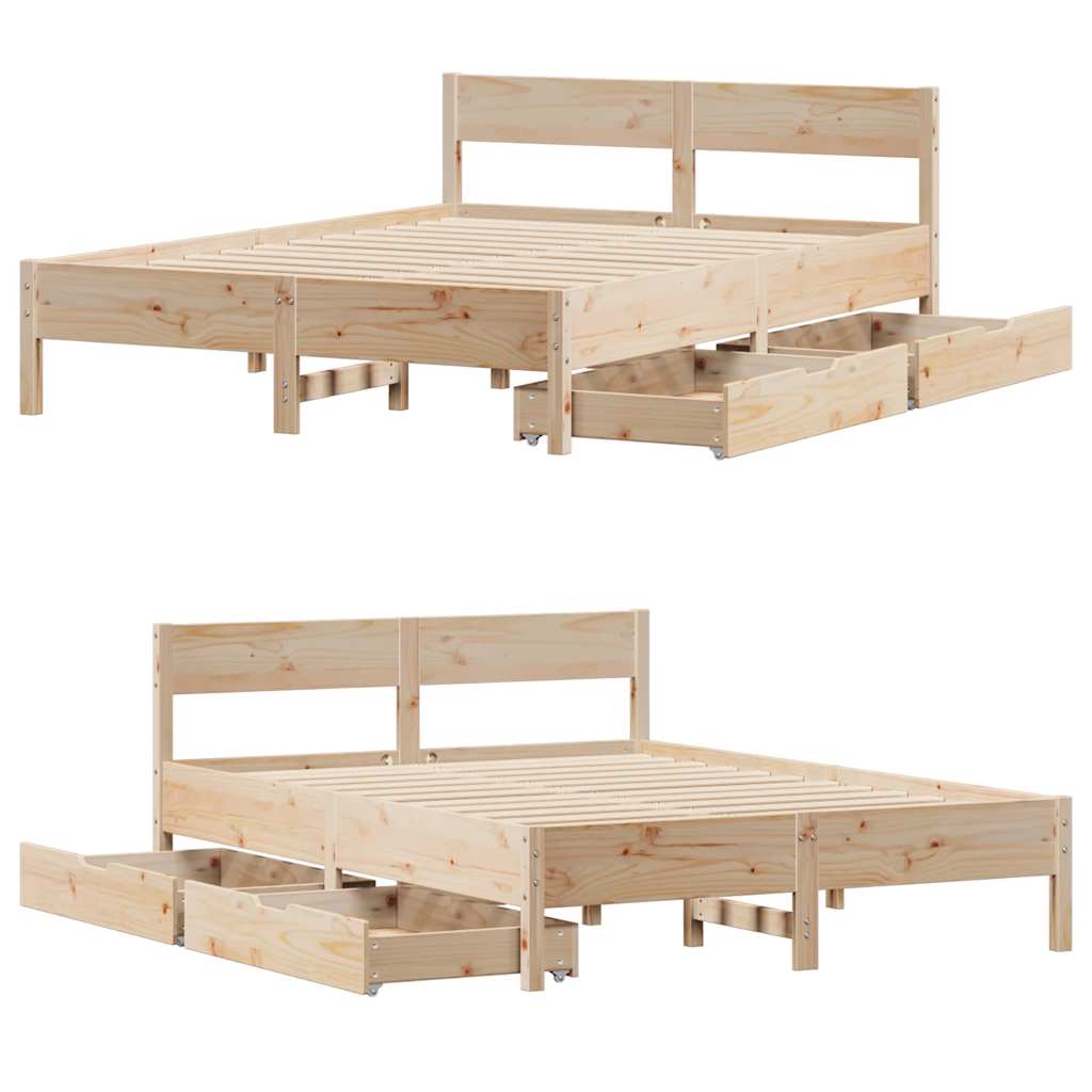 Cadre de lit sans matelas 135x190 cm bois de pin massif - XIOS