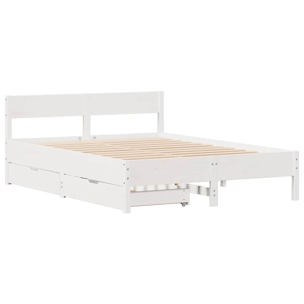 Cadre de lit sans matelas blanc 120x190 cm bois de pin massif - XIOS
