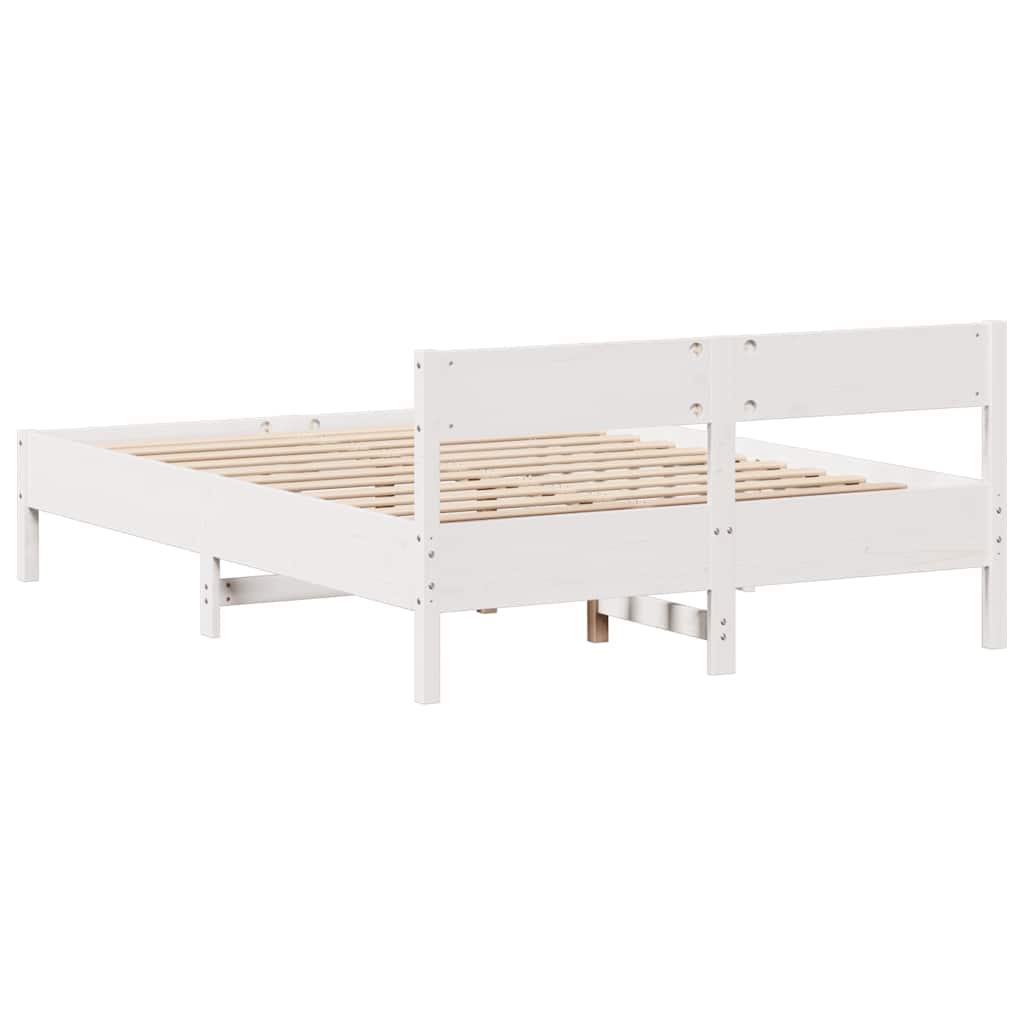 Cadre de lit sans matelas blanc 120x190 cm bois de pin massif - XIOS