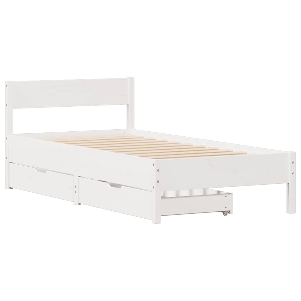 Cadre de lit sans matelas blanc 90x190 cm bois de pin massif - XIOS