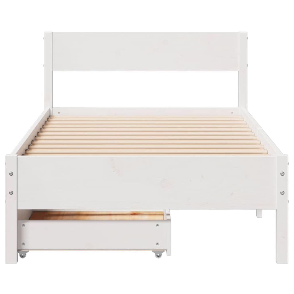 Cadre de lit sans matelas blanc 90x190 cm bois de pin massif - XIOS