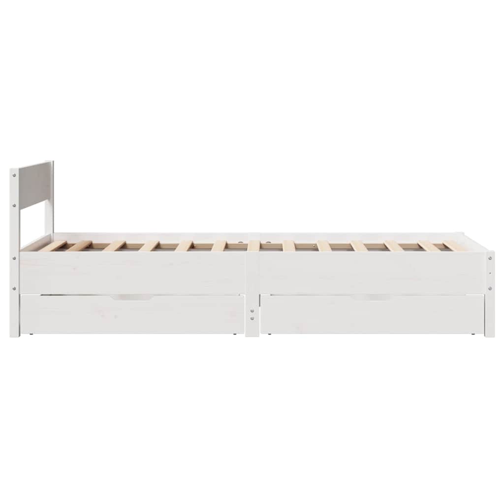 Cadre de lit sans matelas blanc 90x190 cm bois de pin massif - XIOS