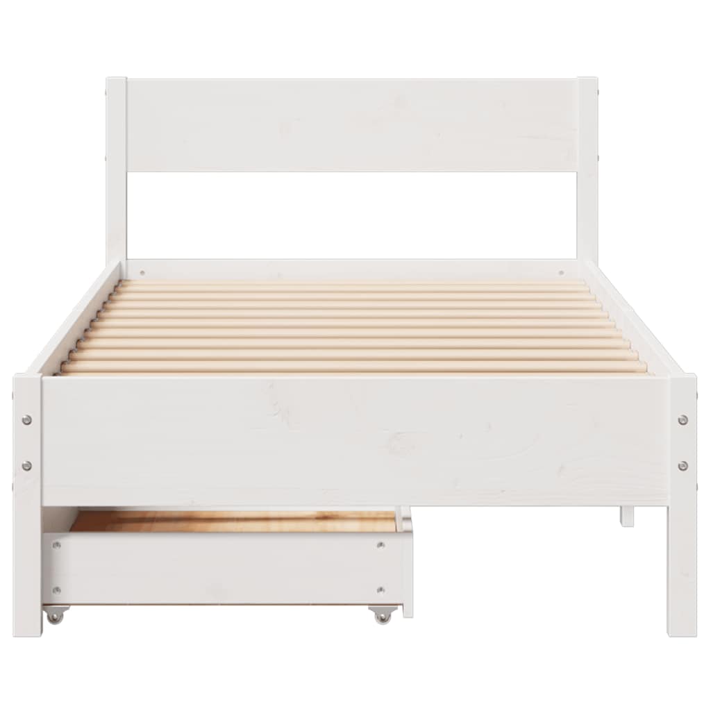 Cadre de lit sans matelas blanc 75x190 cm bois de pin massif - XIOS