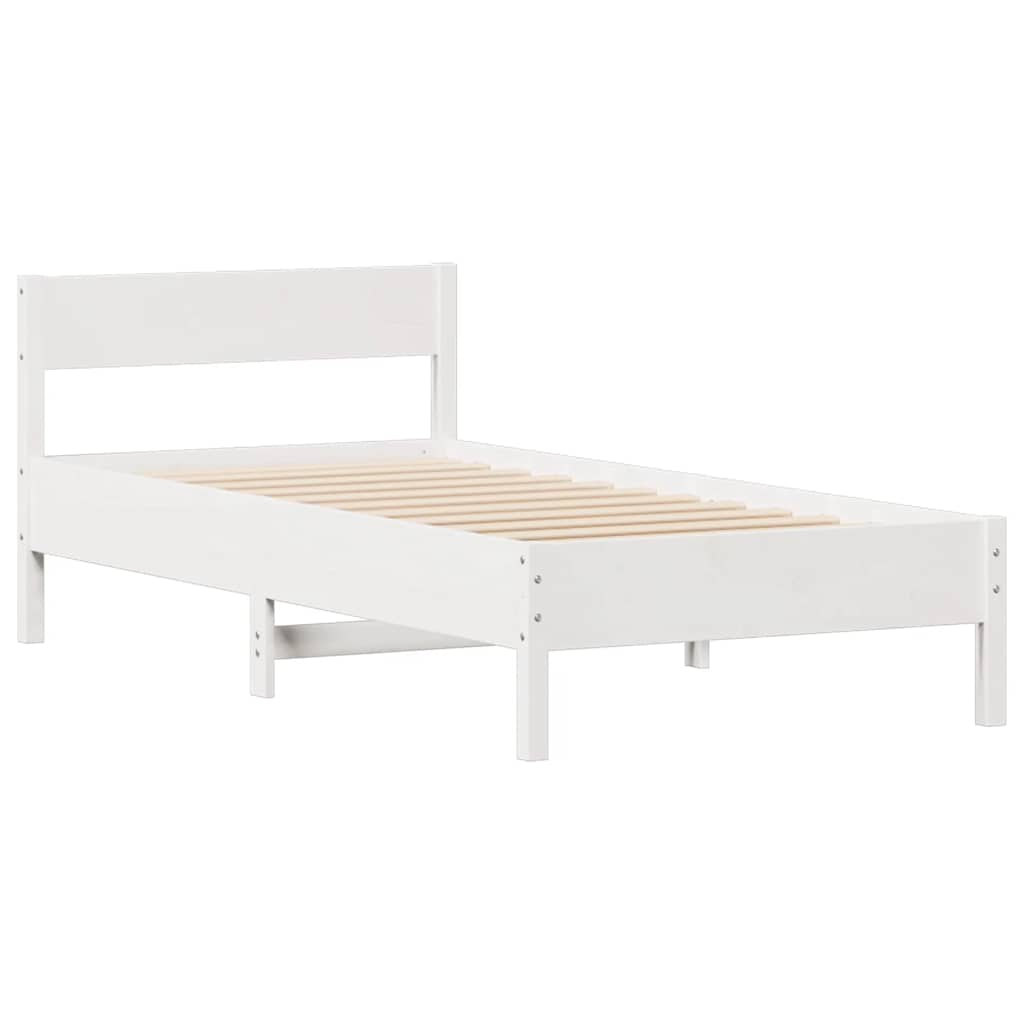 Cadre de lit sans matelas blanc 75x190 cm bois de pin massif - XIOS