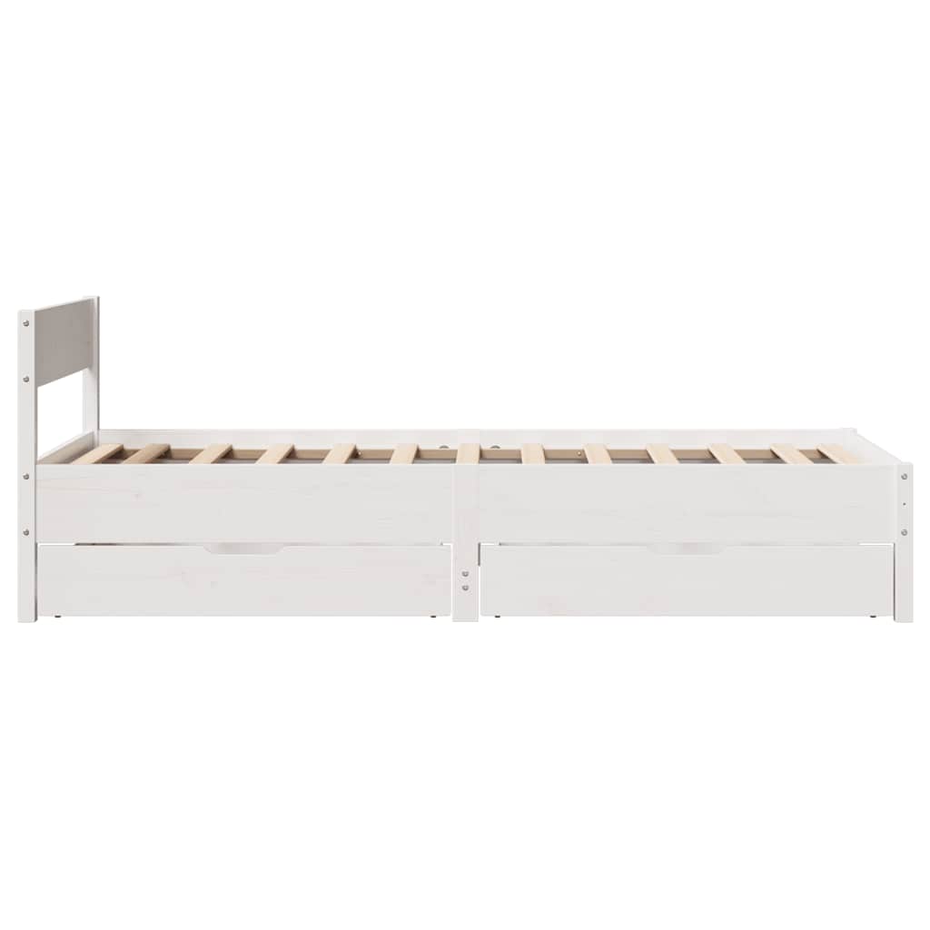 Cadre de lit sans matelas blanc 75x190 cm bois de pin massif - XIOS