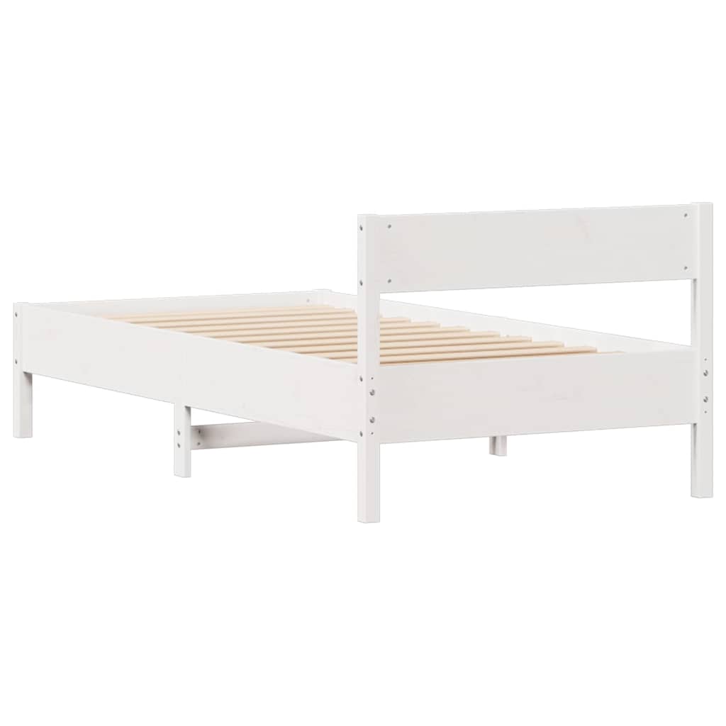 Cadre de lit sans matelas blanc 75x190 cm bois de pin massif - XIOS