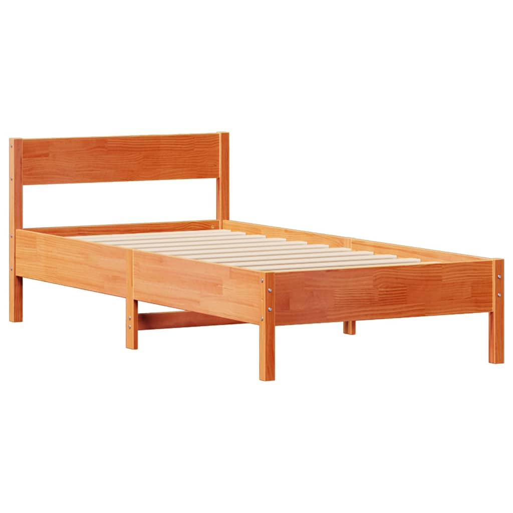 Cadre de lit sans matelas cire marron 75x190 cm bois pin massif - XIOS