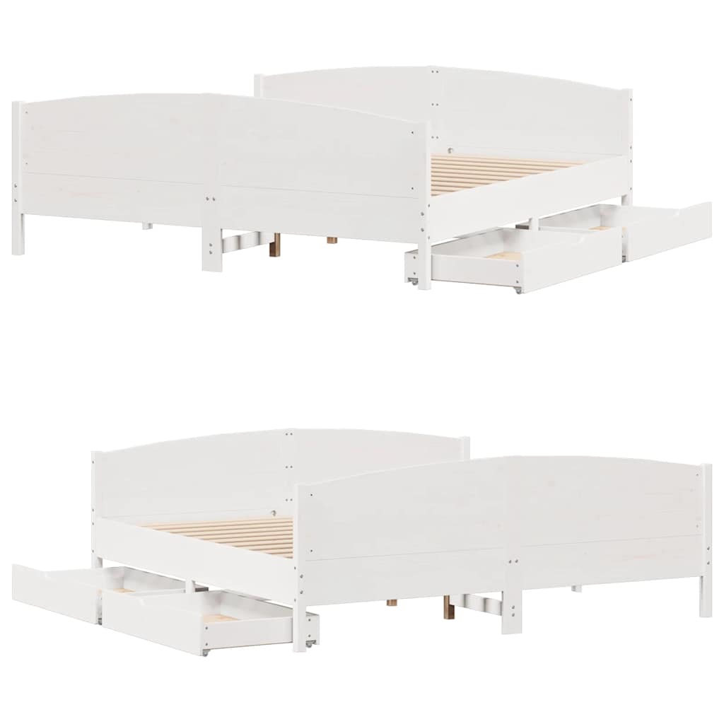 Cadre de lit sans matelas blanc 180x200 cm bois massif de pin - XIOS