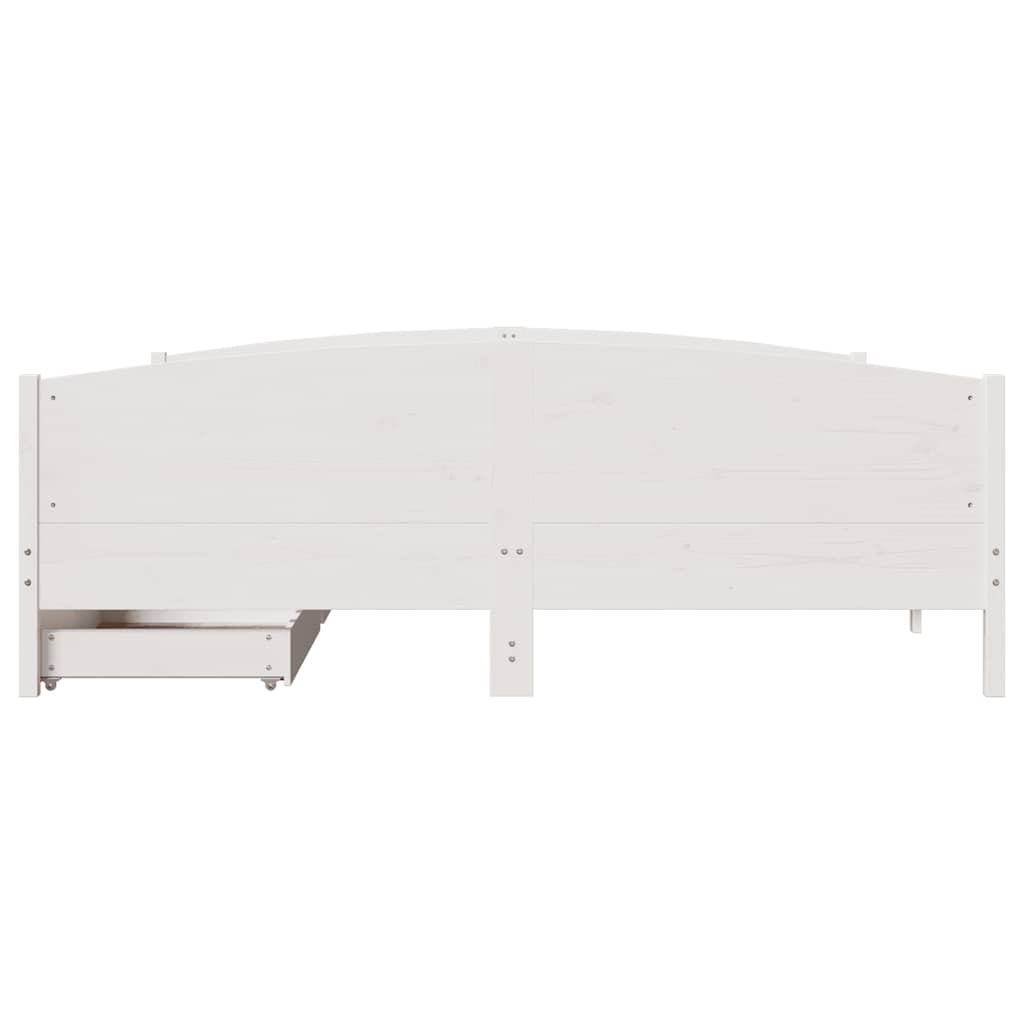 Cadre de lit sans matelas blanc 160x200 cm bois de pin massif - XIOS
