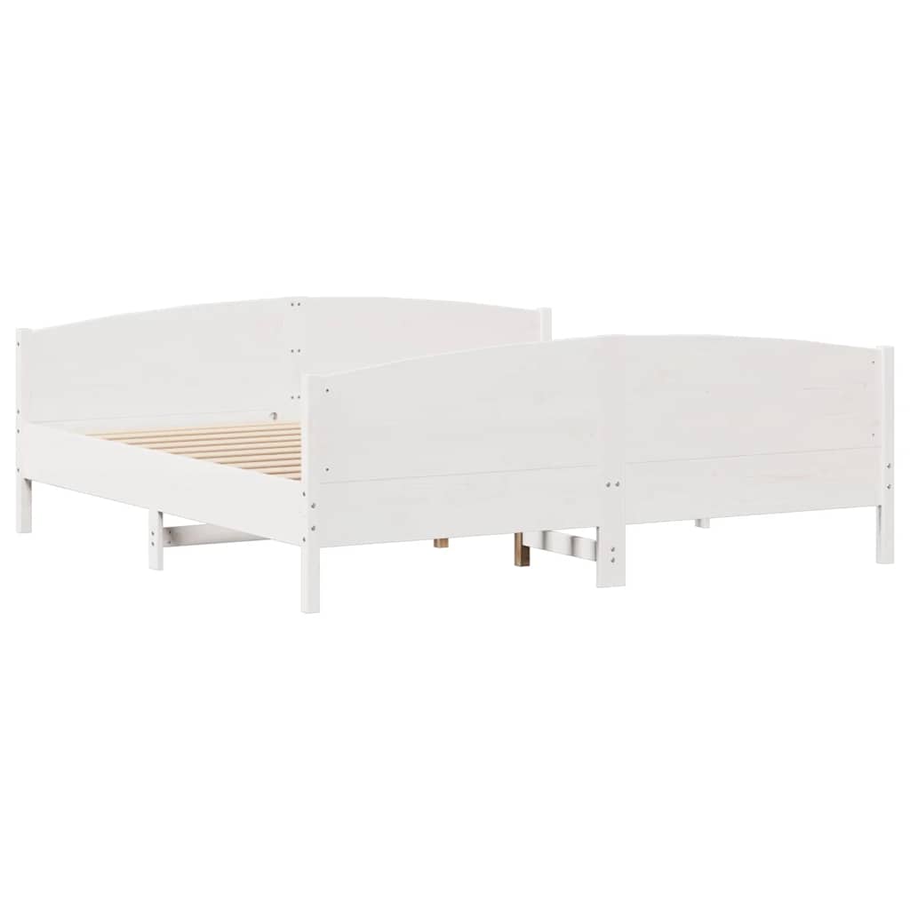 Cadre de lit sans matelas blanc 160x200 cm bois de pin massif - XIOS