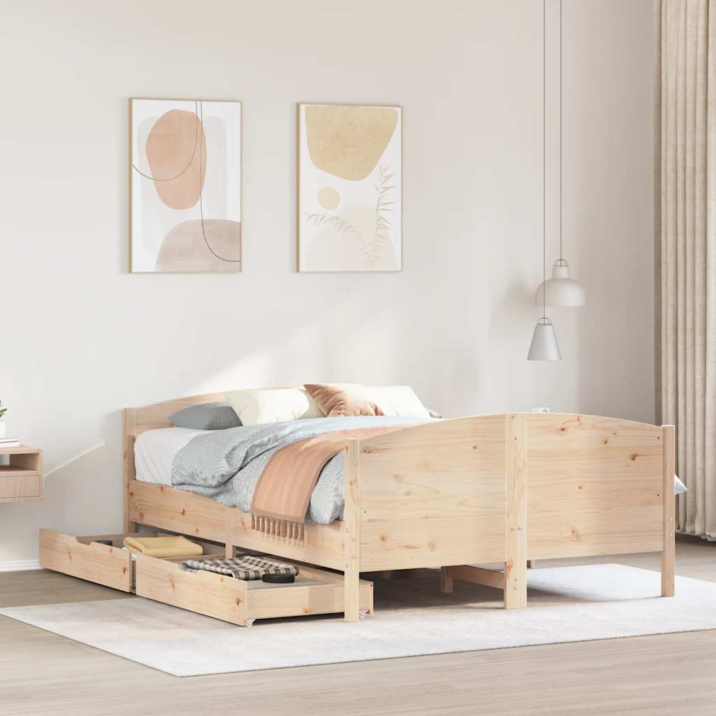 Cadre de lit sans matelas 150x200 cm bois de pin massif - XIOS