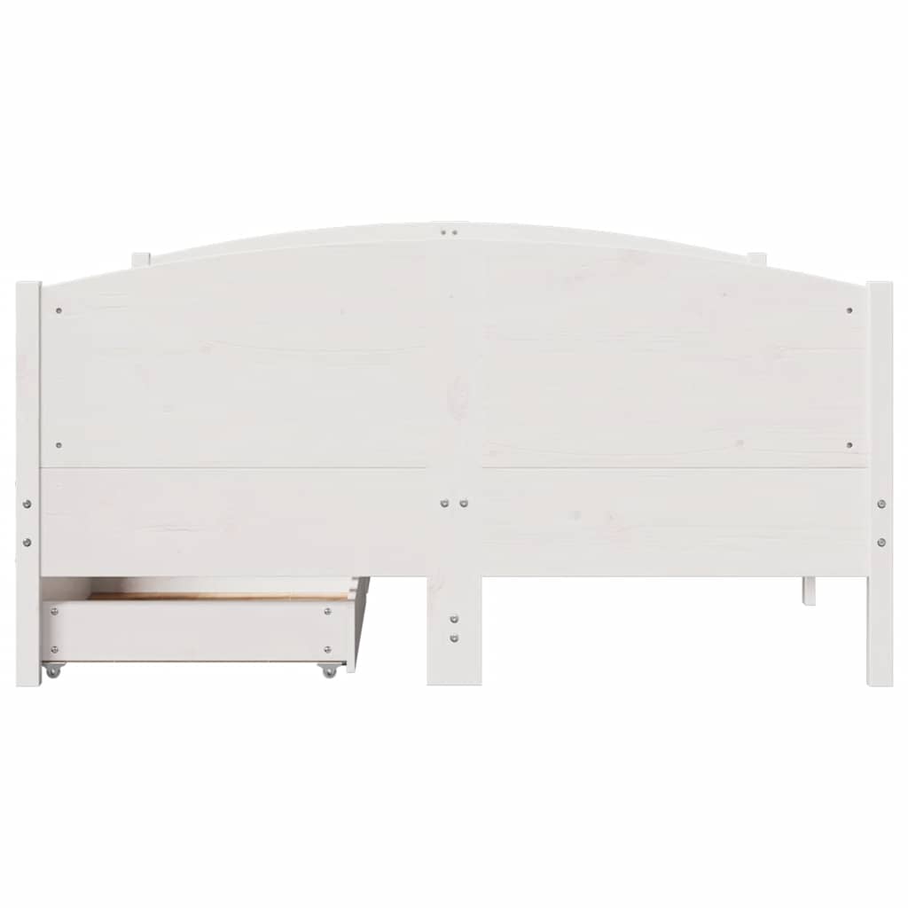 Cadre de lit sans matelas blanc 150x200 cm bois de pin massif - XIOS