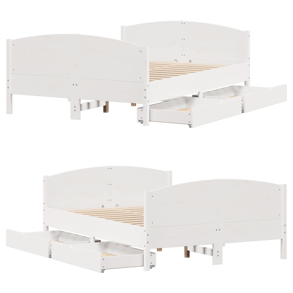 Cadre de lit sans matelas blanc 150x200 cm bois de pin massif - XIOS