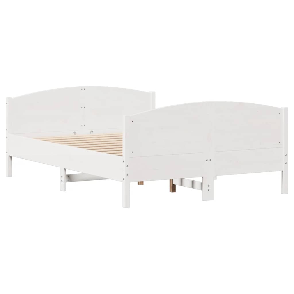 Cadre de lit sans matelas blanc 140x190 cm bois de pin massif - XIOS