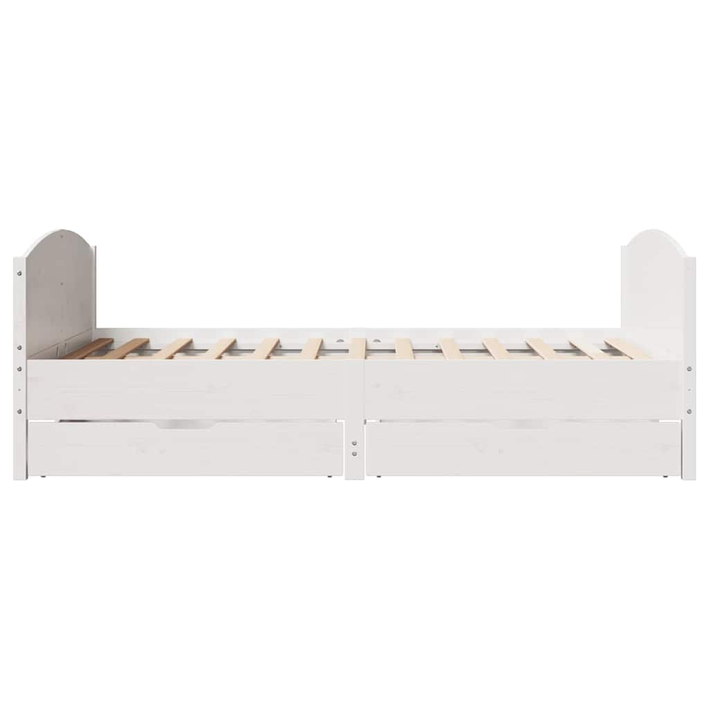 Cadre de lit sans matelas blanc 140x190 cm bois de pin massif - XIOS