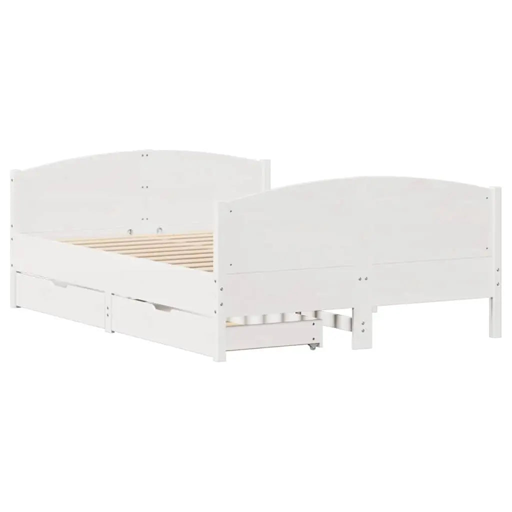 Cadre de lit sans matelas blanc 120x190 cm bois de pin massif - XIOS
