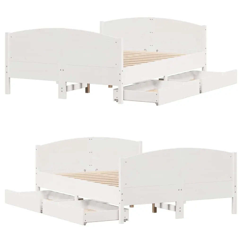 Cadre de lit sans matelas blanc 120x190 cm bois de pin massif - XIOS