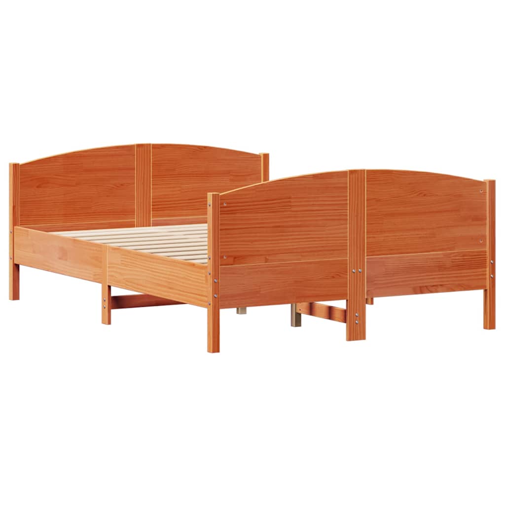Cadre de lit sans matelas cire marron 120x190cm bois pin massif - XIOS