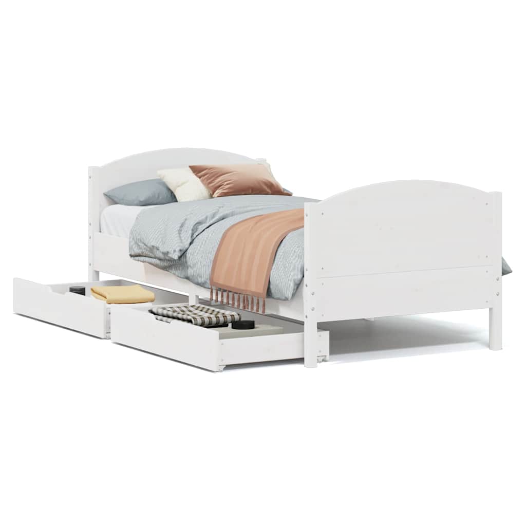 Cadre de lit sans matelas blanc 100x200 cm bois de pin massif - XIOS